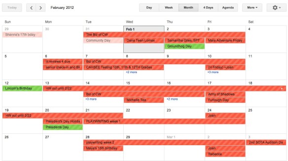 CW February Calendar